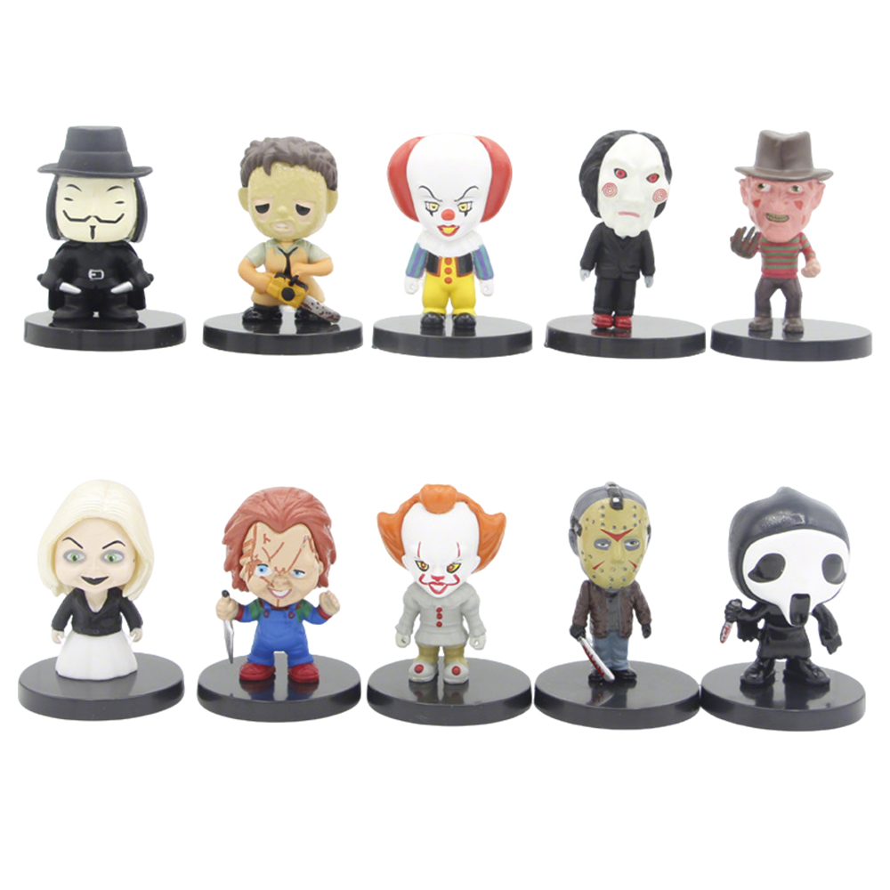 Set de 10 Figuras de Acción de Películas de Terror: Jason, Freddy, Chucky, Pennywise, Modelo de PVC, Regalo de Halloween, Muñeco de Vinilo