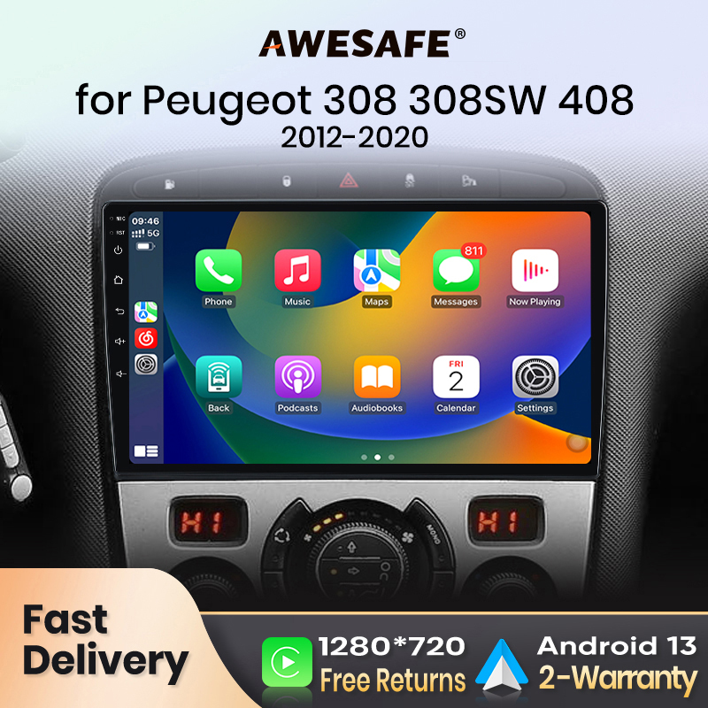 AWESAFE PX9 Radio samochodowe Autoradio dla Peugeot 308 308 SW 408 2012-2020 Bezprzewodowy ekran Carplay Android Auto Stereo GPS Navi FM