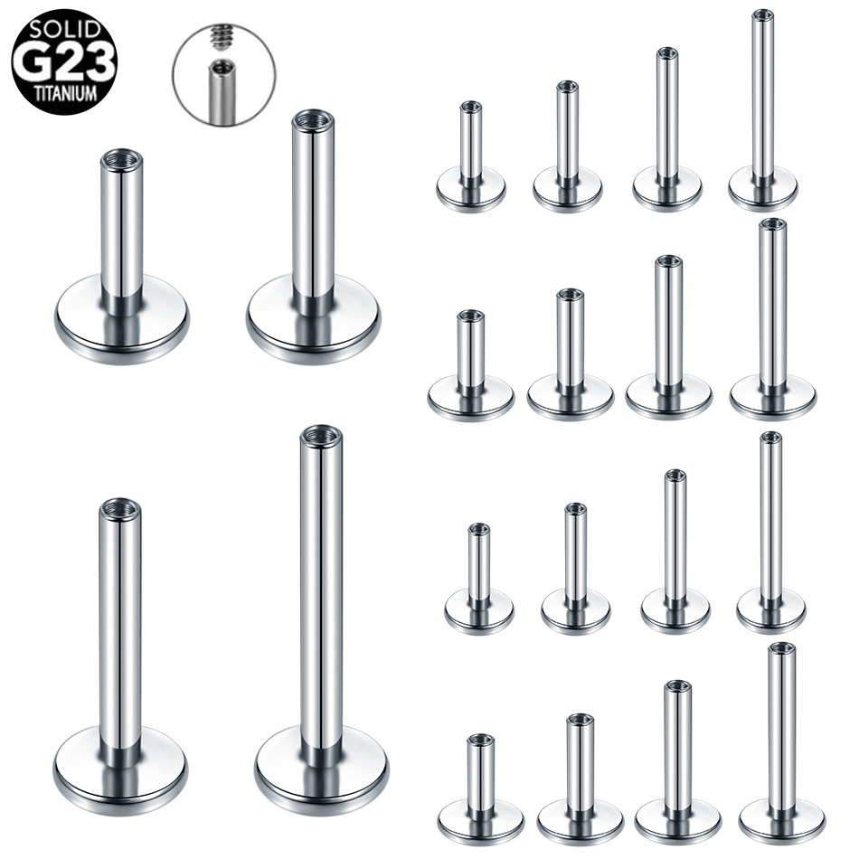 10 Pz/lotto ASTM F136 Titanio Filettatura Interna Lip Labret Piercing per Lobo Narice Orecchio Cartilagine Penetrante Post Sostituzione