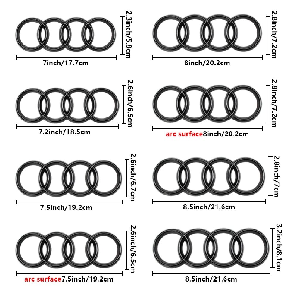 Para Audi A3 A4 A5 A6 A7 Q2 Q3 Q5 Q8 TT Sline 4 anillos ABS capó de coche capó delantero parrilla maletero trasero emblema Logo insignia pegatina