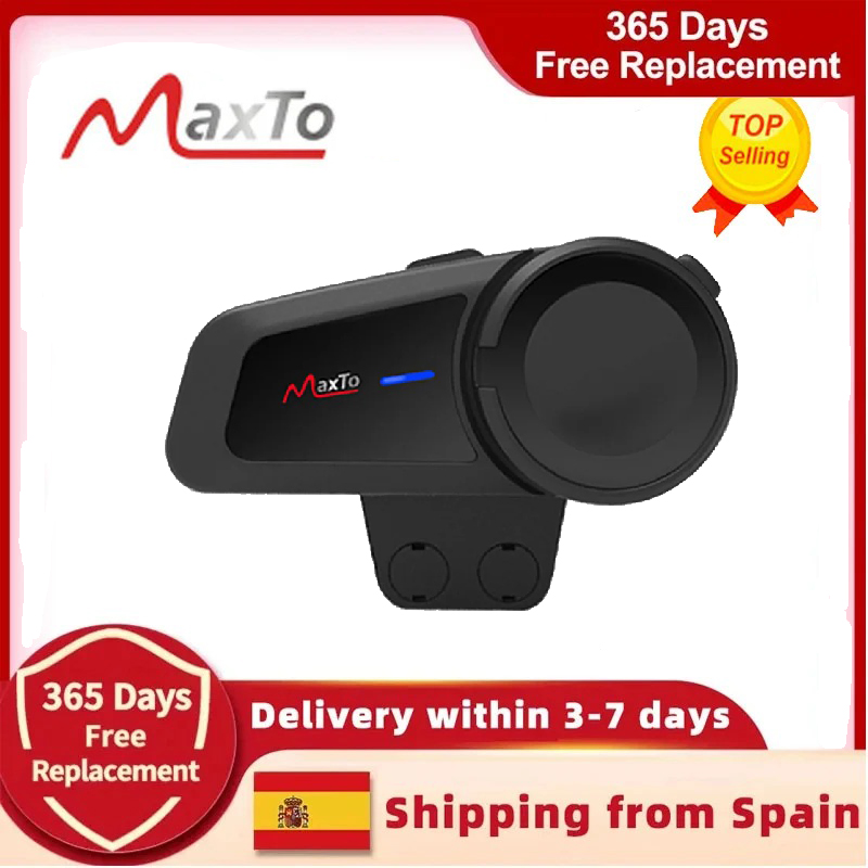Maxto M2 Motorhelm Intercom Bluetooth 5.0 Waterdicht 6 Rijders Afstand 1000 Meter FM MP3 Universele Koppelingsfunctie