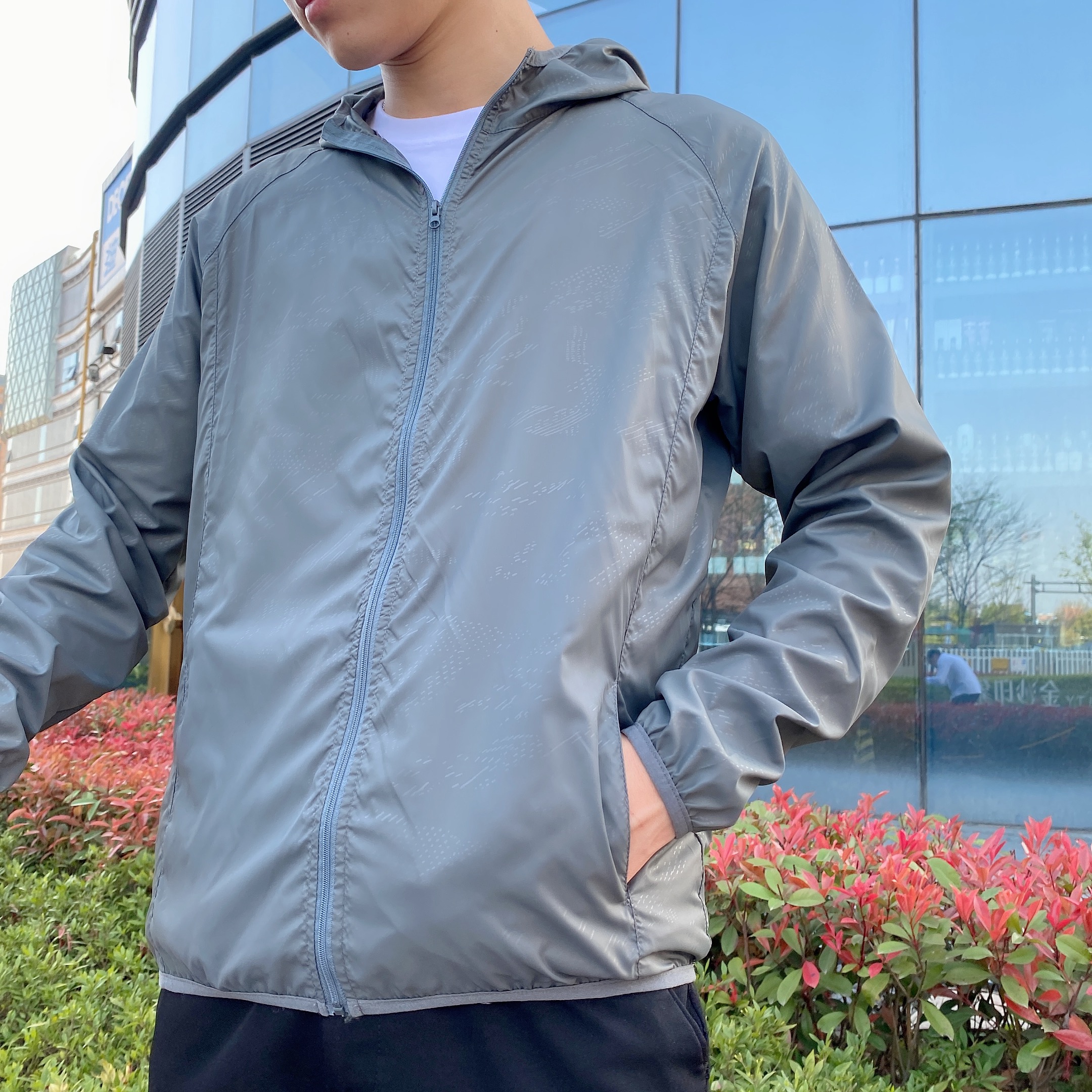 男性用ポケット付き傷防止防風ジャケット,超薄型,多用途,ファッショナブル