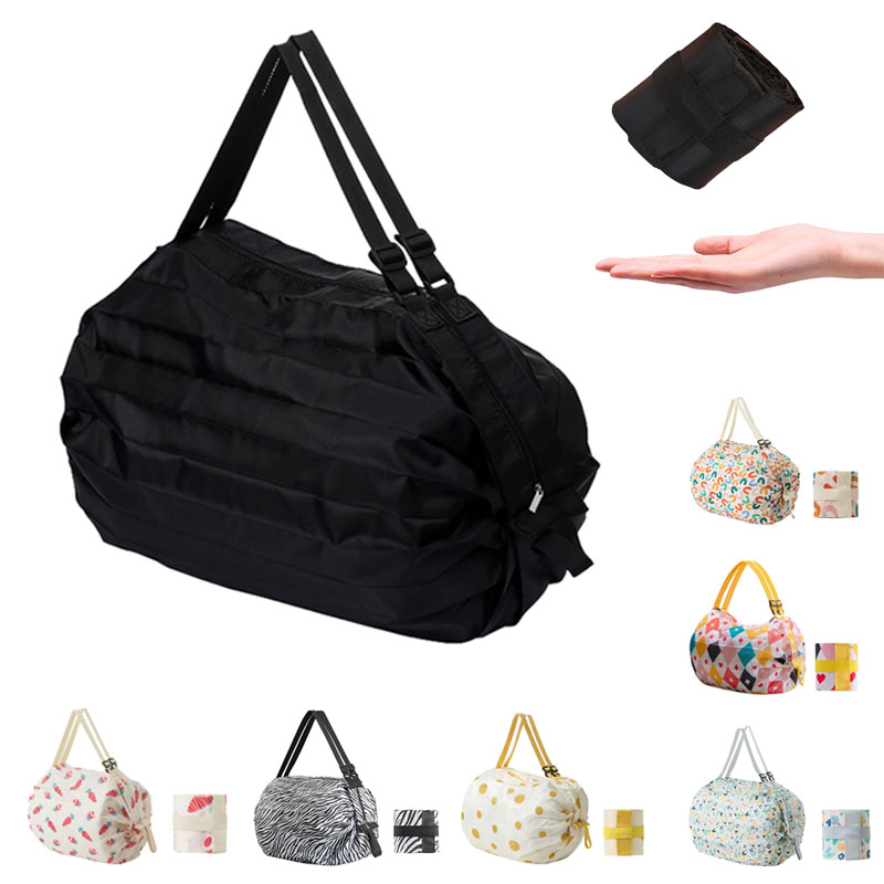 Große Faltbare Einkaufstasche Wiederverwendbare Öko-Tasche Lebensmittelverpackung Strand-Spielzeug-Aufbewahrungstasche Schultertasche mit Katzen- und Zitronen-Druck Tragetasche
