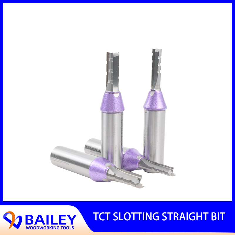 베일리 3PCS 3 플루트 TCT 스트레이트 비트 MDF 합판 마분지 목재 목공 도구 용 슬롯 CNC 기계 밀링 커터