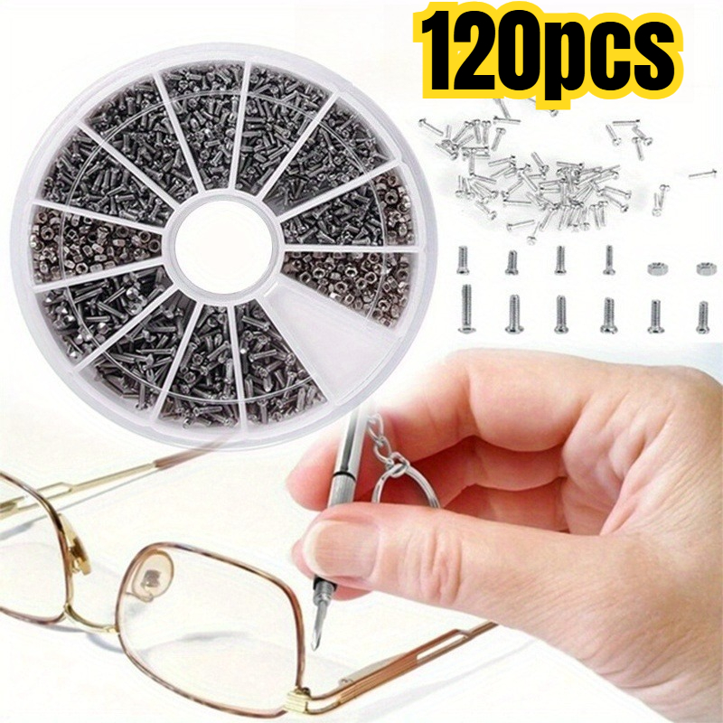 120 Pcs Stainless Steel Miniature Screw Assortment Kit, 12 Types M1 M1.2 M1.4 M1.6 Screws with Nuts and Bolts Organizer, with