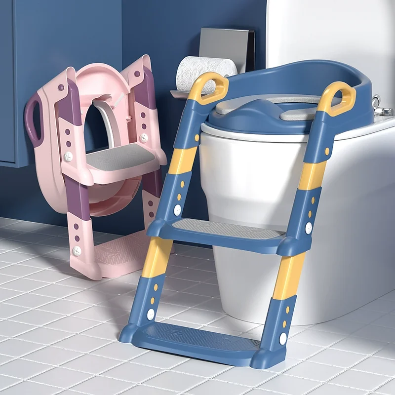 Recém-atualizado crianças toalete dobrável crianças potty treinamento assento escada portátil bebê mictório pote passo fezes