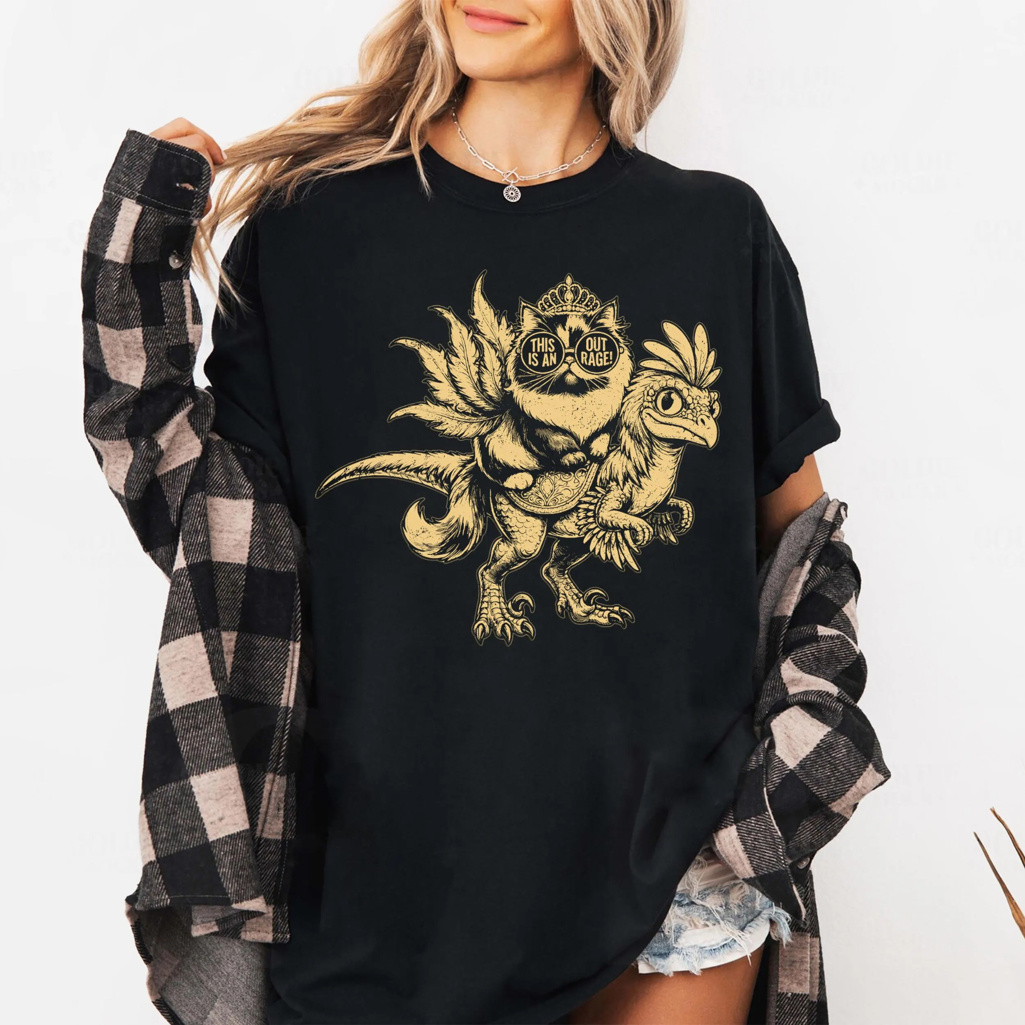 Camiseta Estampada Dungeon Crawler Carl para Mulheres, Tendência de Moda Primavera/Verão, Top de Algodão Puro, Camiseta de Manga Curta Neutra