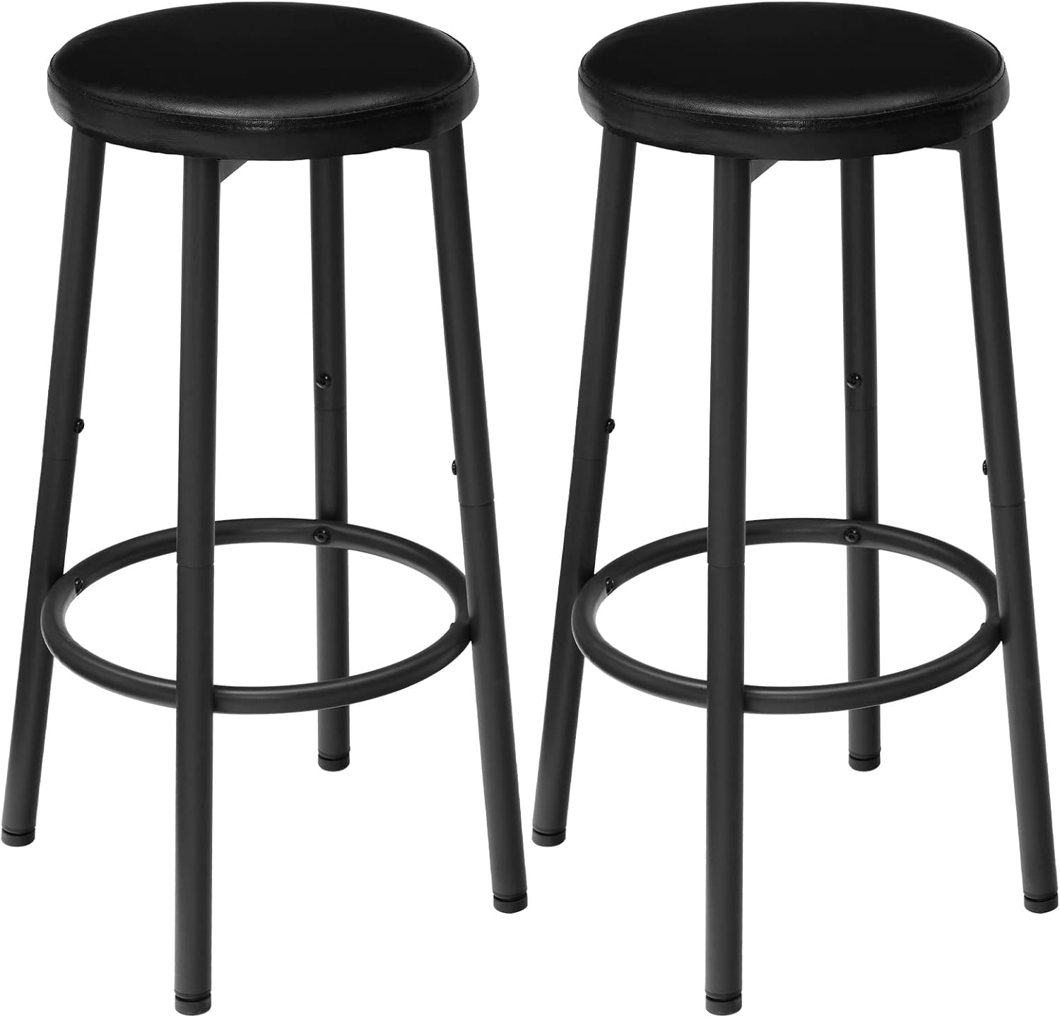 Juego 2 Taburetes Bar, Silla Bar con Tapizado PU Blando, Taburetes Altos Cocina con Estribo, Adecuado para Cocina