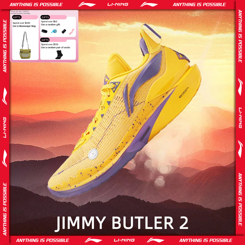 Li-Ning Men's JIMMY BUTLER 2  Professional Basketball Shoes Cushioning Durable LiNing Breathable Sports Shoes Sneakers ABAT081