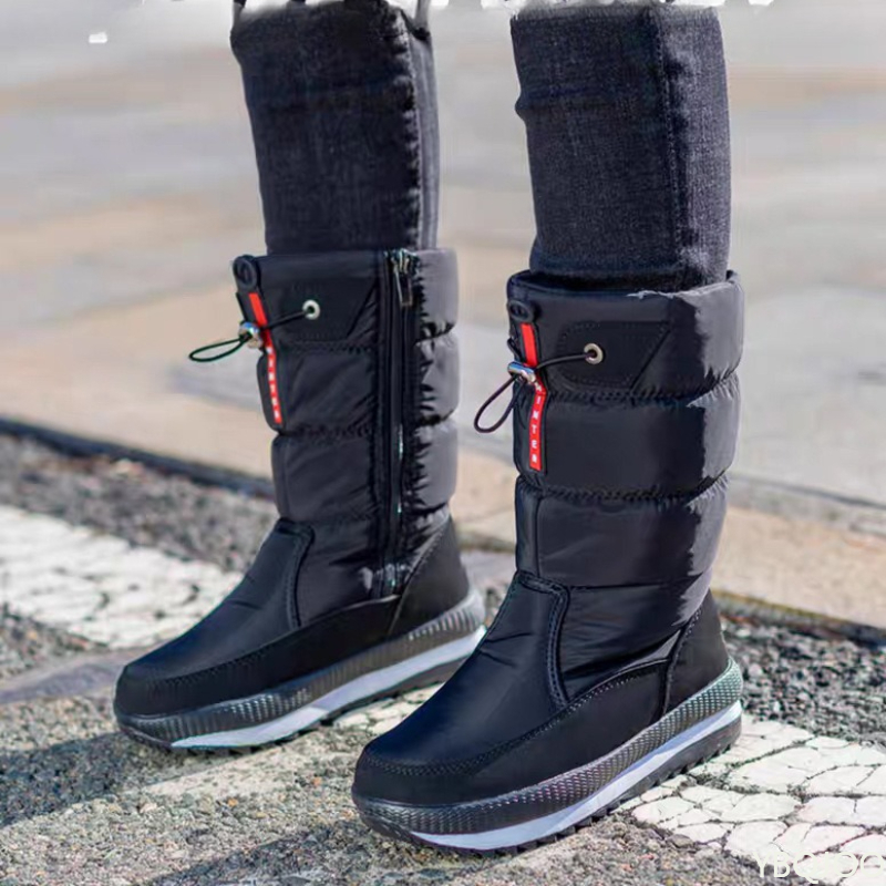 2025 antiderrapante plataforma impermeável bota de neve casual feminino sapatos brancos inverno grosso botas de neve femininas quentes de pelúcia meados de bezerro botas