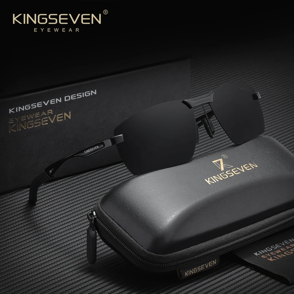 Мужские поляризационные солнцезащитные очки KINGSEVEN с алюминиевой оправой, защита от УФ-излучения UV400, очки для вождения, унисекс