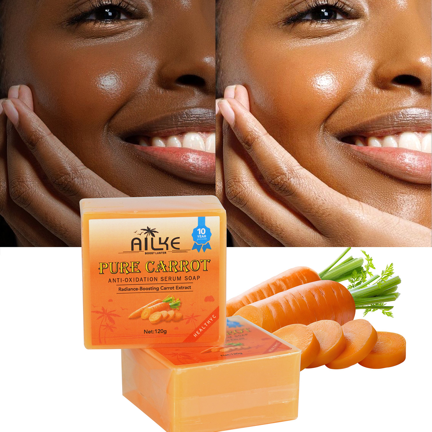 AILKE Pure Carrot Anti-Oxidation Serum Мыло, отбеливание, чистые пятна, осветляющее кожу мыло, с витамином С, для тела, лица