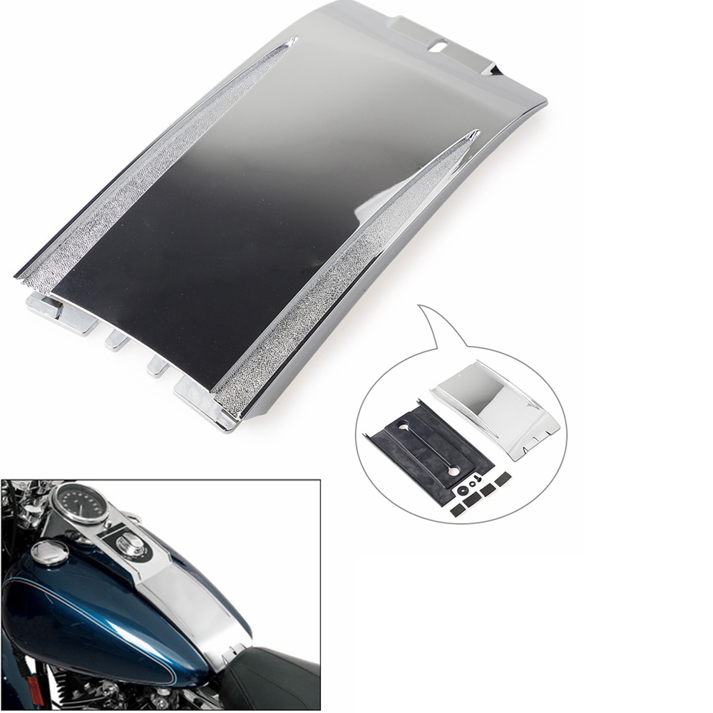 Panneau d'extension de tableau de bord inférieur chromé pour moto, Extension de panneau de réservoir de carburant pour Harley Softail Fat Boy Deluxe Heritage FXST FLST