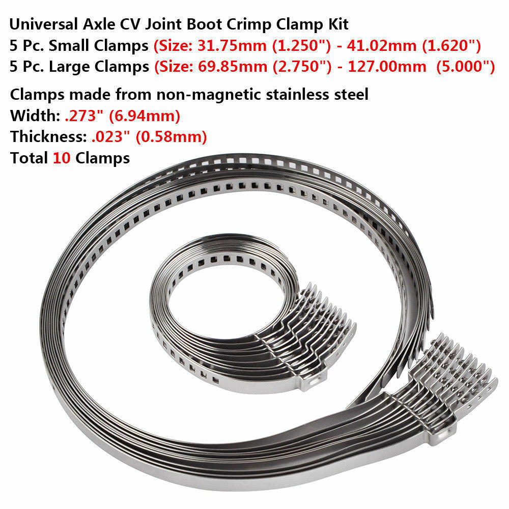 10 個ユニバーサルステンレス鋼クランプクリップドライブシャフト CV ジョイントブーツキットアクスル CV ジョイントブーツ圧着クランプキット