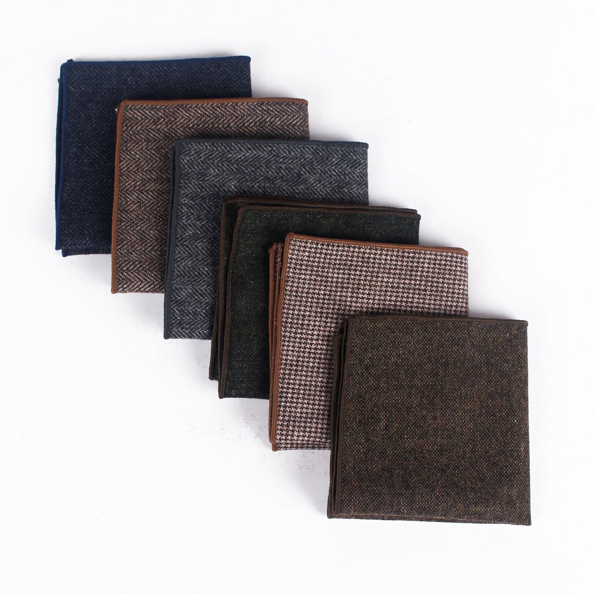 Bufandas de lana Vintage para hombre, pañuelos cuadrados de bolsillo, pañuelos de lana sólidos a cuadros, 23x23cm, alta calidad