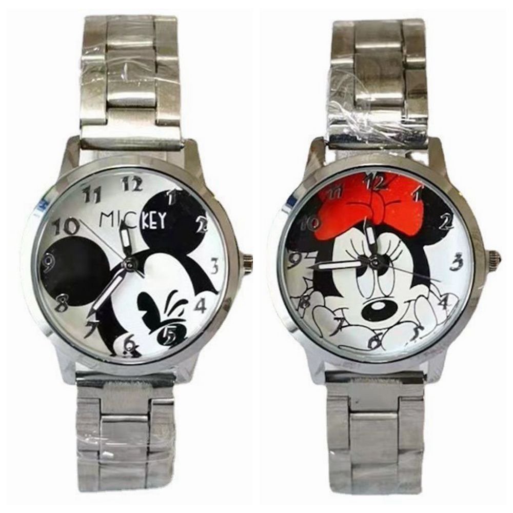 Novo disney mickey mouse minnie ouro prata relógio das crianças meninos meninas relógios de aço estudantes quartzo adulto relógio presente aniversário