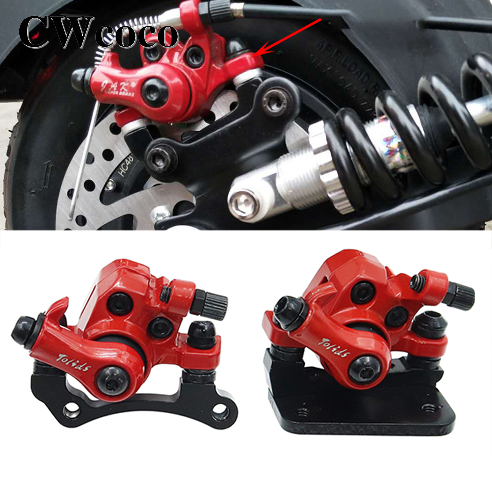 Elektrische scooter Mechanische schijfrem Voor- en achterschijfrotorrem 1 paar rechterkant universeel voor 8/10 inch elektrische scooter