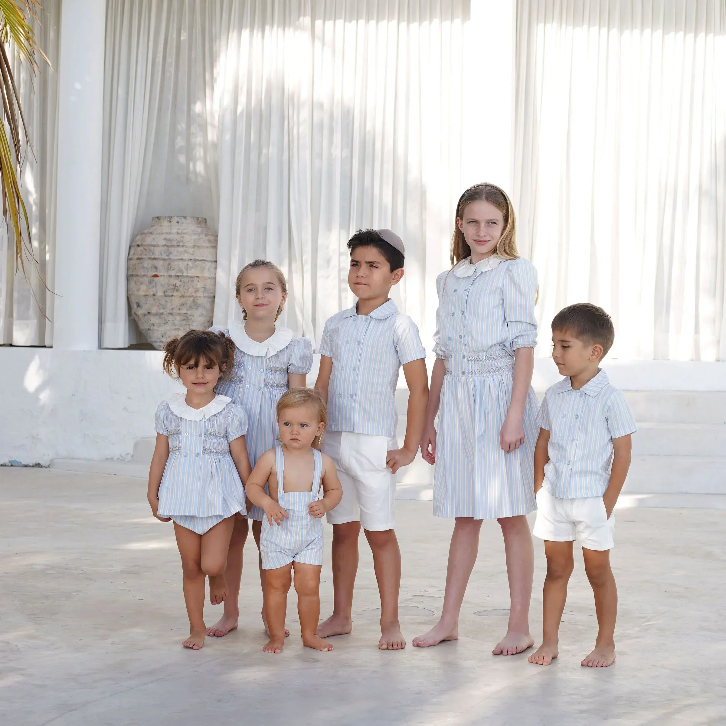 I-Summer-Robe smockée faite à la main pour filles, collection rayée Heirloom, ensemble mignon pour bébé, vêtements assortis pour la famille, garçons, 2025SS