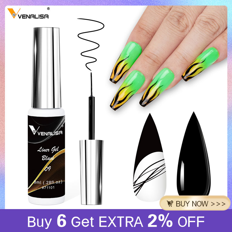 8ml Venalisa Liner Gel línea de dibujo pintura Gel hermoso Color francés Gel 21 colores diseño de Arte de uñas pintura Gel esmalte de uñas
