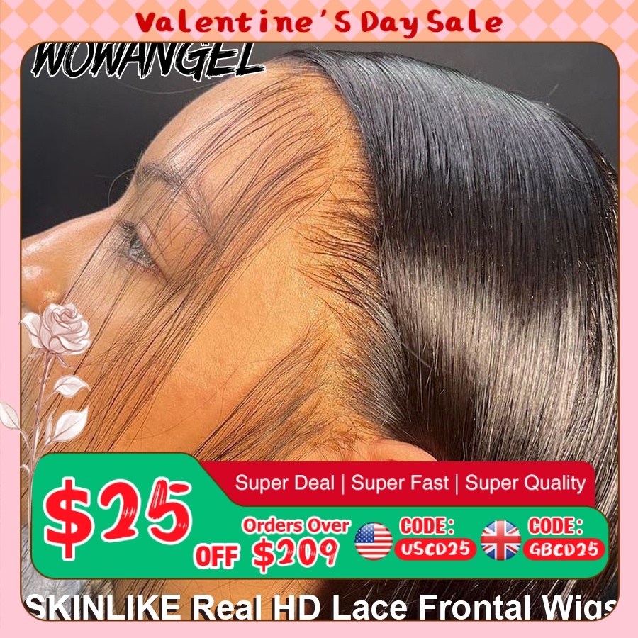 WOW ANGEL HD Lace Frontal Wig 250% 13x6 HD Lace Front Wig Straight Hair Invisible HD Lace Melt Skin HD Lace Front Human Hair Wig