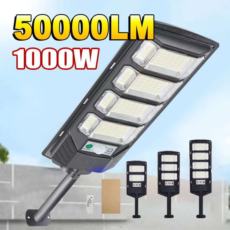 Lampu Sorot jalan taman tenaga surya, lampu sorot Jalan Sensor gerakan luar ruangan kuat cahaya matahari Led 1000W/800W/600W