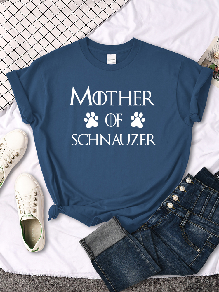 Mother Of Schnauzer Cute Claw Print T-Shirt Street Hip Hop T-Shirt Niche Wygodna koszulka z okrągłym dekoltem Hipster Streett-Shirts