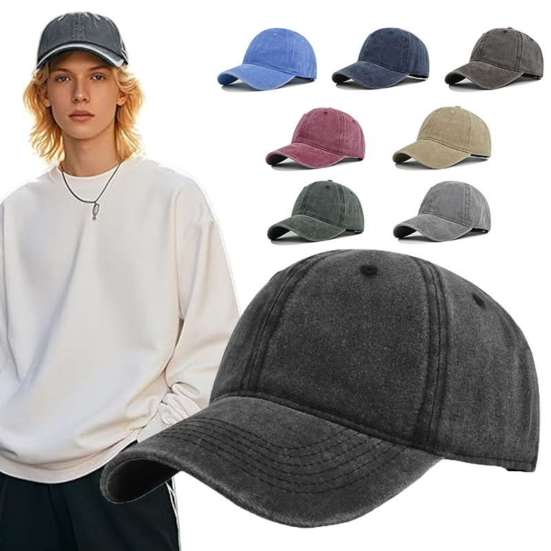 Mężczyźni kobiety czapka z daszkiem Casual czapka z daszkiem unisex Vintage sprana bawełna pasuje do oddychającej regulowanej jednokolorowej hip-hopowej czapki taty