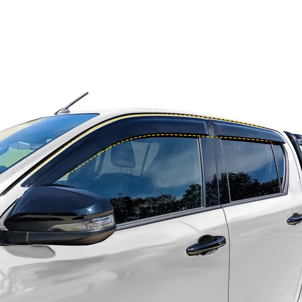 กระจกบังลมสำหรับ Toyota Hilux 2015-2020 4ชิ้น/เซ็ตอุปกรณ์เสริมห้องโดยสารคู่แต่งรถ