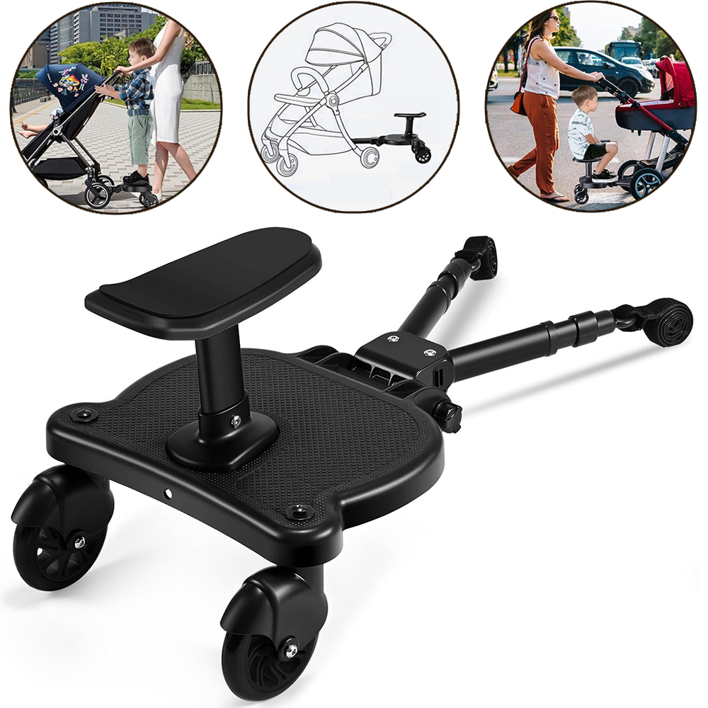 Universal รถเข็นเด็ก Step Board - 2-in-1 Sit & Stand Ride-On สิ่งที่แนบมาสําหรับฝาแฝดปรับให้เข้ากับรถเข็นเด็กและรถเข็นเด็กส่วนใหญ่