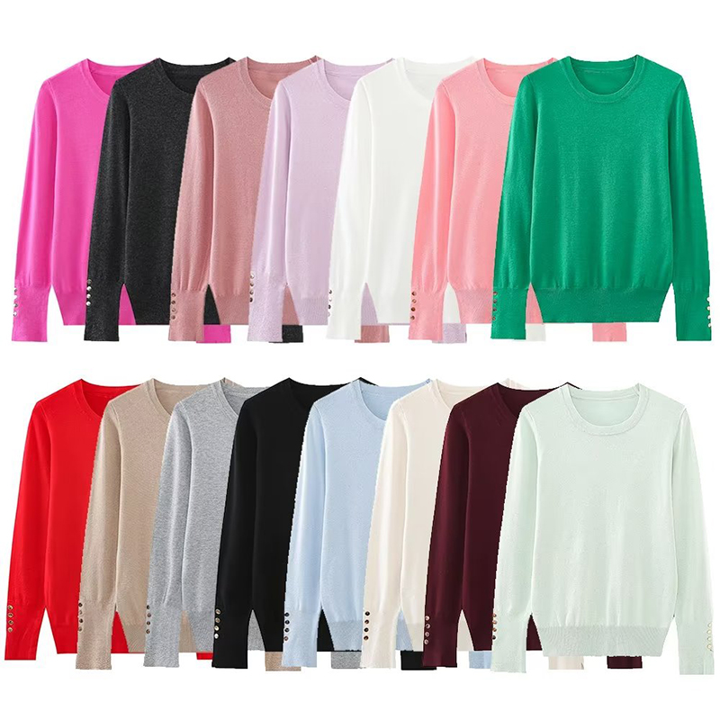 YENKYE Autunno Donna Solido Girocollo Manica lunga Maglione lavorato a maglia basic Pullover casual Top