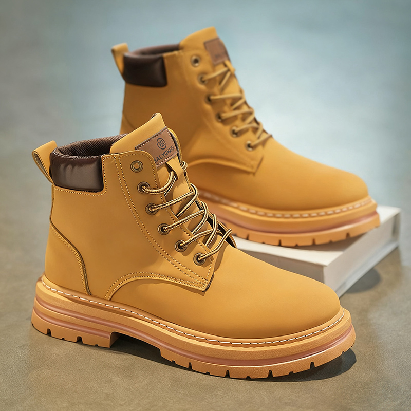 1 Par de Botas MAINALUN de Alta Resistencia para Hombre y Mujer, para Todo Terreno, con Parte Superior de PU/Tela, Color Beige/Caqui, con Cordones hasta el Tobillo