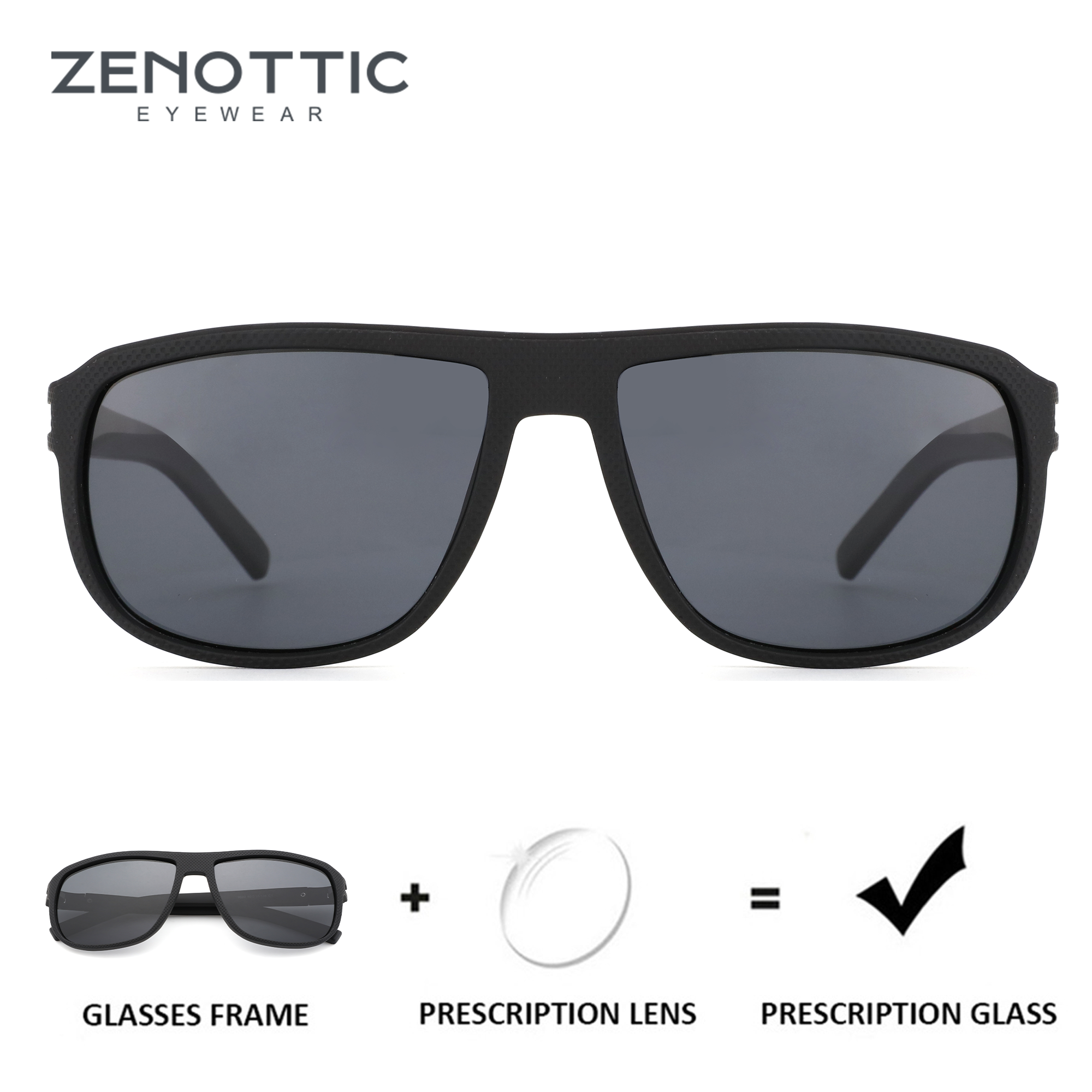 ZENOTTIC (tamaño L) gafas de sol polarizadas Modish Sport TR90 graduadas para hombres gafas de sol ópticas cuadradas UV400