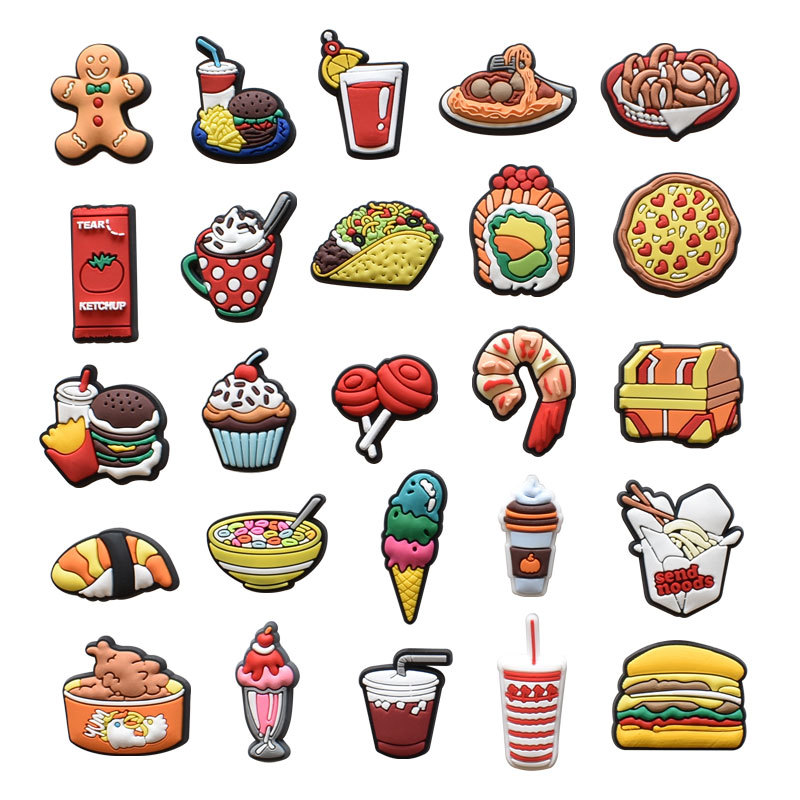 Hot Sale Food Shoe Charms for Crocs Accessories Charms Clogs Bubble Slides Shoe DIY Shoe Decoration Buckle Women Party Gifts