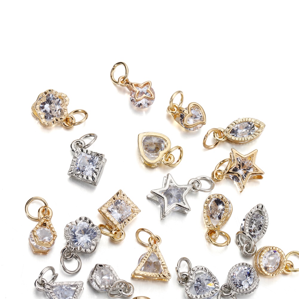 10 stks/partij Legering Goud Zilver Kleur Strass Harten Bedels Voor Oorbellen Kettingen DIY Love Charms Sieraden Maken Accessoires