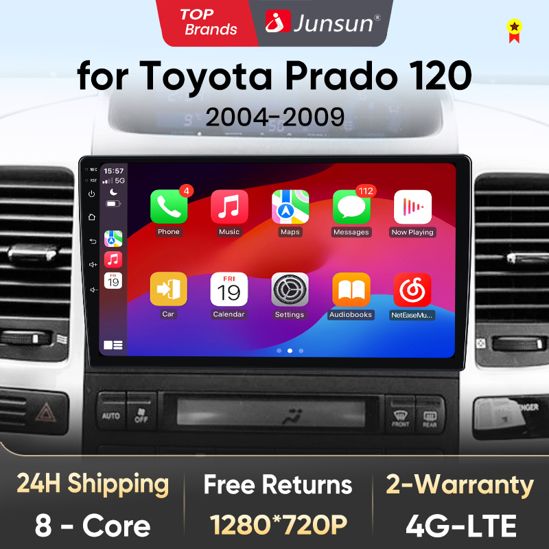 Junsun V1 AI Stimme Drahtlose CarPlay Android Auto Radio für Toyota Prado 120 2004-2009 4G Auto Multimedia GPS 2din autoradio RDS