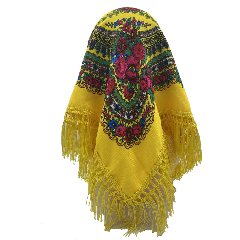 Chales rusos para mujer, pañuelo con estampado Floral, bufanda nacional con flecos, pañuelo Retro, pañuelo cuadrado con borlas