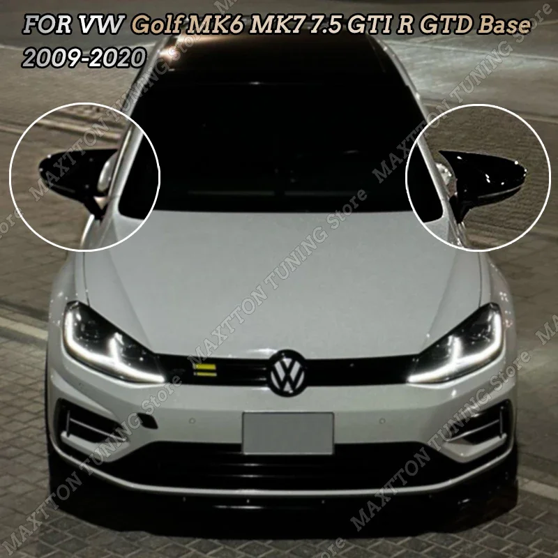 Do VW Golf MK6 MK7 7.5 GTI R GTD Base 2009-2020 2PCS ABS Osłona lusterka wstecznego Osłona ramy Zestaw karoserii Akcesoria samochodowe