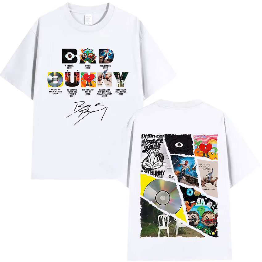 Rapper Bad Bunny Tour 2025 Album Merch T Shirts Debi Tirar Mas Fotos DTMF Graphics T-shirts Unisex Hip Hop Oversized Cotton Tees