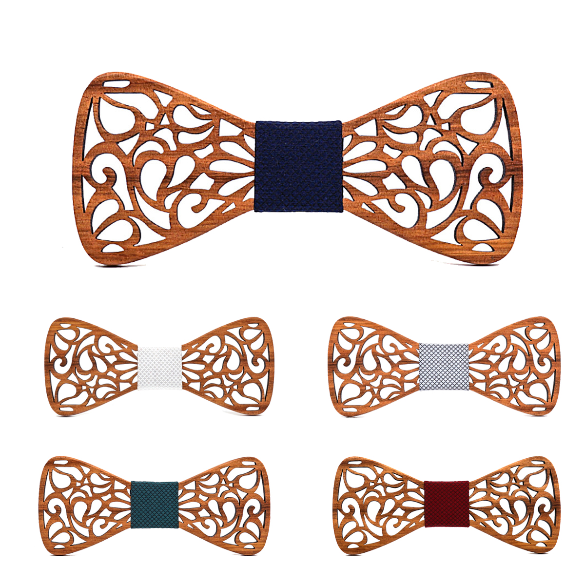 Wooden Bow Tie Fashion Hollow Out Bowtie Carved Retro Wooden Neck Tie Adjustable Strap Vintage Butterfly Banquet Wedding Gravata