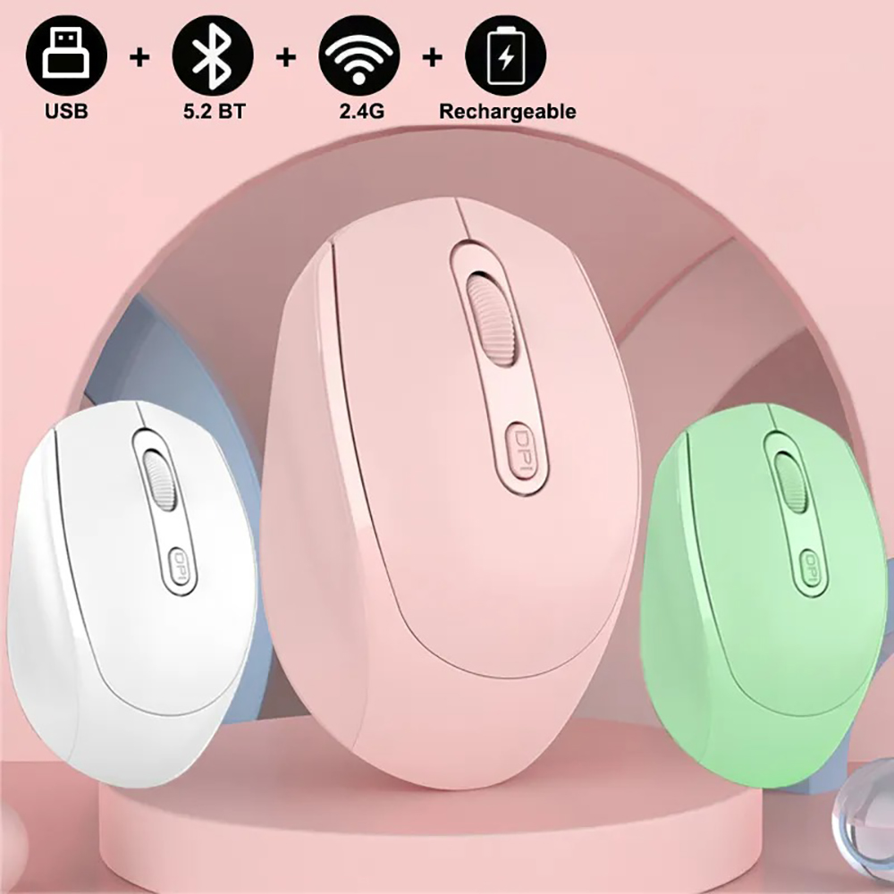 Ratón silencioso inalámbrico adecuado para juegos Esports de oficina de negocios Bluetooth 5,2 2,4G ratones de modo Dual ratón ergonómico recargable