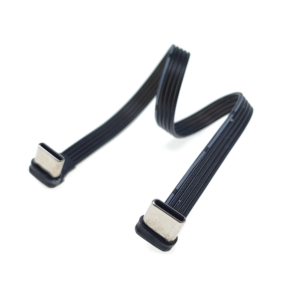 20CM 30CM 10CM 5CM USB 2.0 Type-C Flat Cable Extension FPC Cable USB 2.0 USB-C 90° Up/Down Angled Plug 5CM-1M