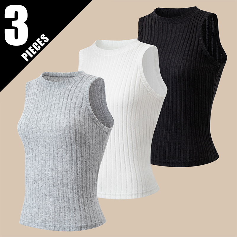 3-teiliges Set aus ärmellosen Damenwesten für Herbst und Winter, modisches, lässiges Oberteil, warme, multifunktionale Weste für Mädchen als Innenwäsche.