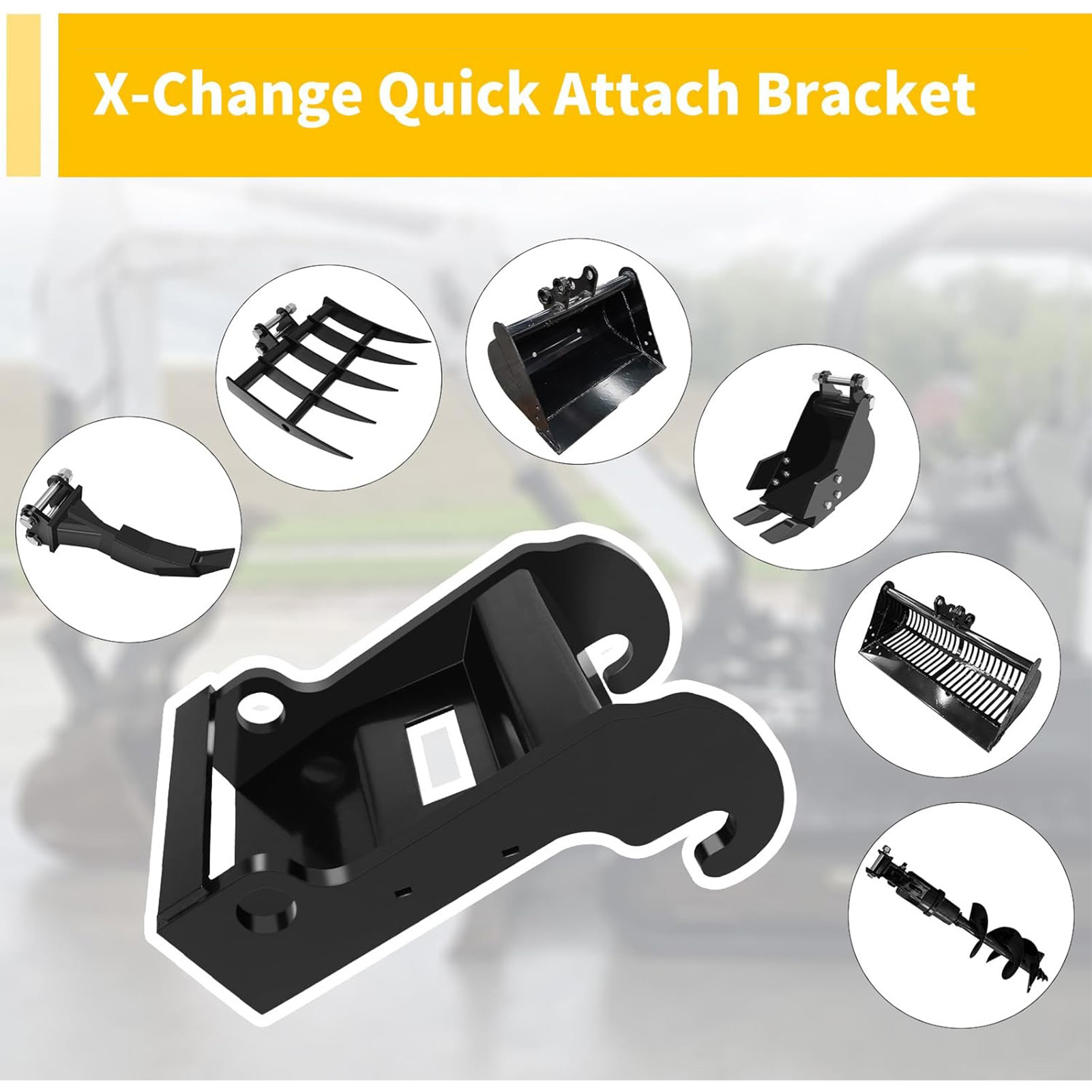 For X-Change Coupler Bracket Quick Attachment Mn Steel Black Coated Finish Excavator Quick Change Coupler
