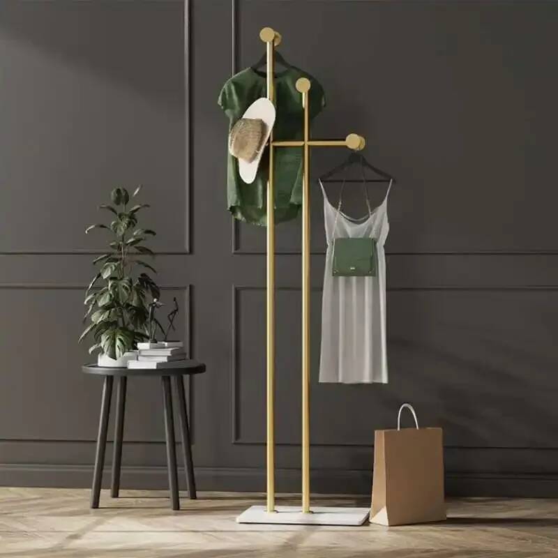 Racks Light Luxury Bedroom and Simple Clothes Household Floor Hangers Italian High-end Coat Hangers Wrought Iron Clothing Rack