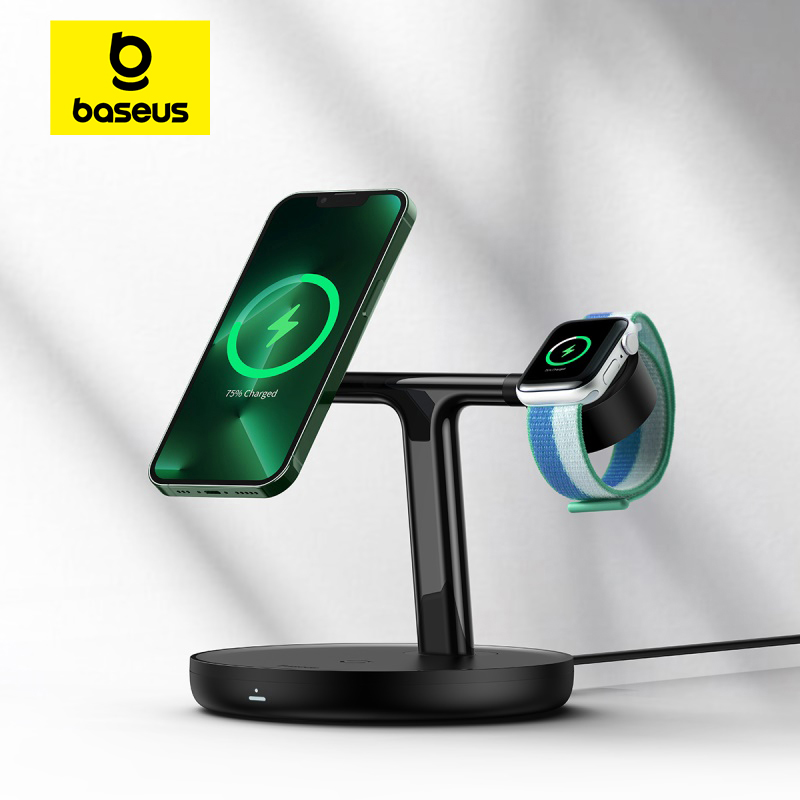 Baseus 3 en 1 20W support de chargeur sans fil magnétique pour téléphone iPhone 15 14 Pro Airpods Apple Watch support de Station de charge rapide