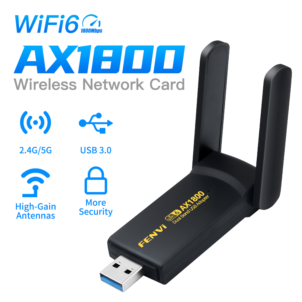 FENVI WiFi 6 USB Dongle MT7921 Odbiornik 1800Mbps Dwuzakresowa bezprzewodowa karta sieciowa 2.4G/5G USB 3.0 Adapter WIFI do laptopa stacjonarnego