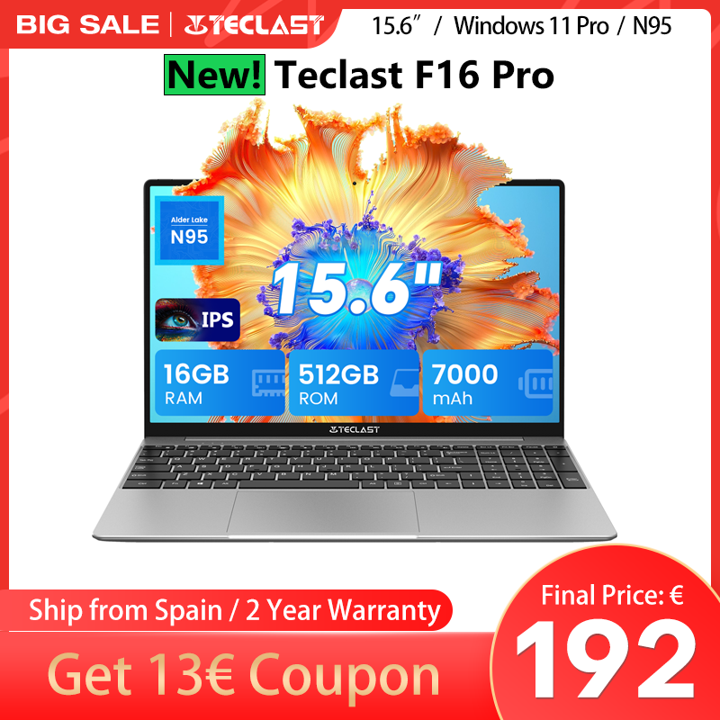 Teclast F16Pro Laptop 15.6 Inches, for Intel N95, 16Gb Ram 512Gb Rom, Fhd 1080P Ips Screen, Backlit Keyboard