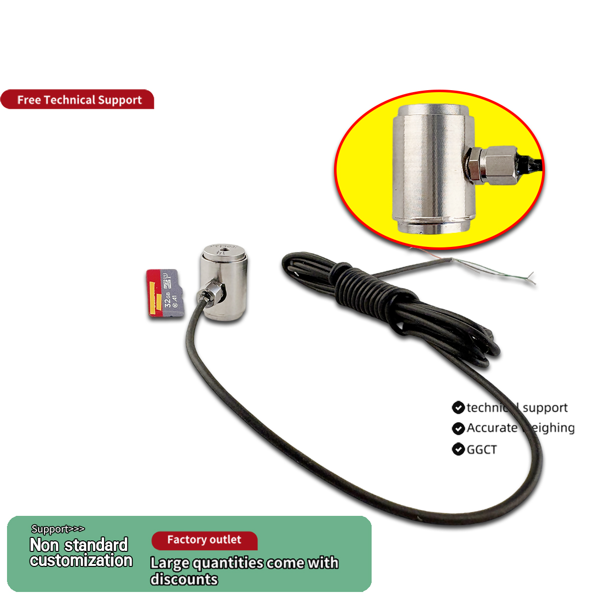 Mini-loadcel 0-50kg roestvrijstalen kolomtype krachtsensor 2,0mV/V hoge nauwkeurigheid 10kHz respons industriële druksensor