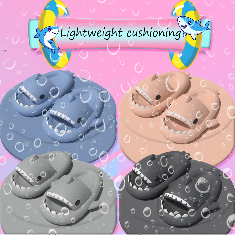 Zapatillas de tiburón de verano, chanclas de EVA, toboganes unisex antideslizantes para interiores y exteriores, bonitos zapatos de playa para hombres, mujeres, niñas y niños