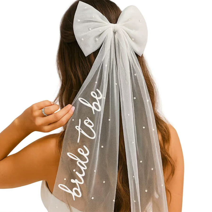 1 ud. Horquilla de velo nupcial con lazo de perlas, accesorio para el cabello de malla, accesorios para despedida de soltera